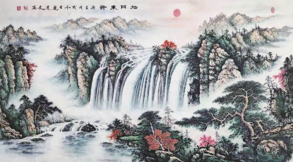 【聚焦济南艺博会】百“鸟”争鸣艺博会 书画家鹿道友鸟体书法飘逸灵动