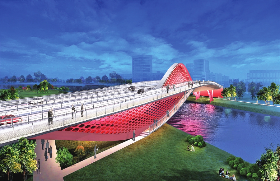 起步区大寺河桥顺利合龙