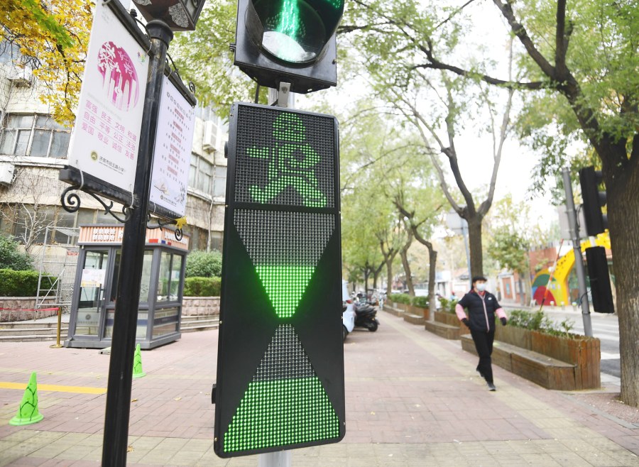 这里的信号灯“萌萌哒”